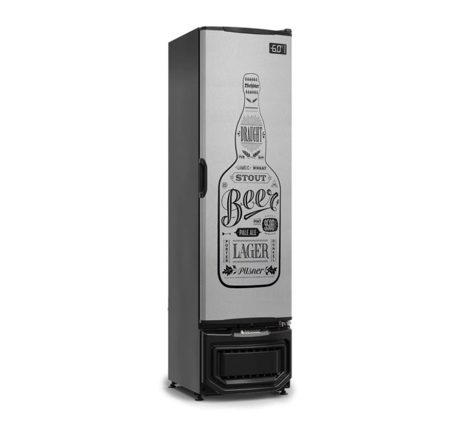 GELOPAR GCB-23E GW/TI REFRIG. CERVEJEIRA PORTA ACO TIPO INOX LAT PRETA